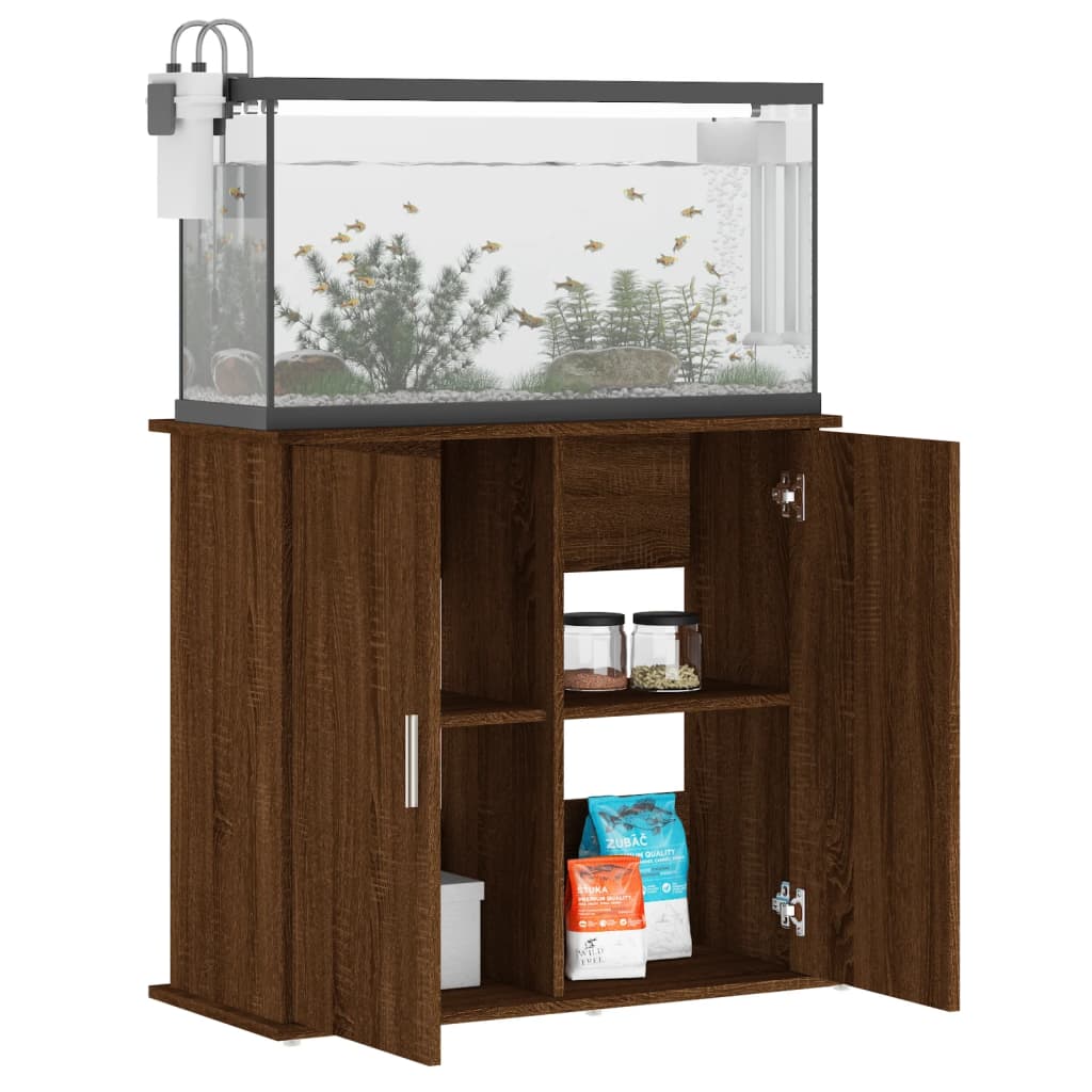 Aquariumstandaard 81x36x73 cm bewerkt hout bruin eikenkleur - AllerleiShop