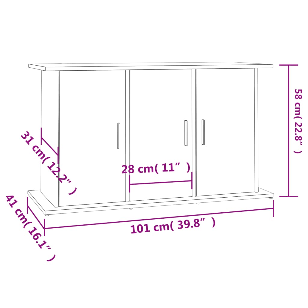 Aquariumstandaard 101x41x58 cm bewerkt hout hoogglans wit