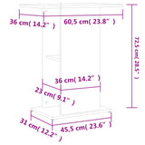 Aquariumstandaard 60,5x36x72,5 cm bewerkt hout betongrijs - AllerleiShop