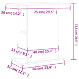 Aquariumstandaard 75x36x72,5 cm bewerkt hout hoogglans wit