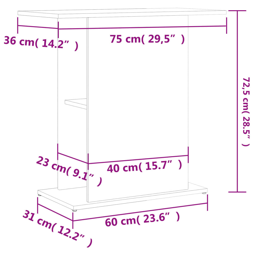 Aquariumstandaard 75x36x72,5 cm bewerkt hout betongrijs - AllerleiShop