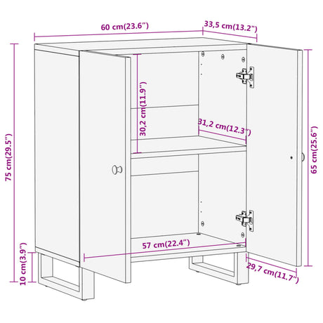 Dressoir 60x33,5x75 cm massief mangohout bruin en zwart - AllerleiShop