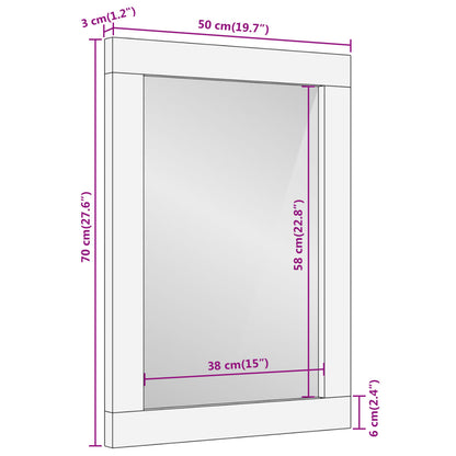 Badkamerspiegel 50x70x3 cm massief mangohout en glas bruin - AllerleiShop