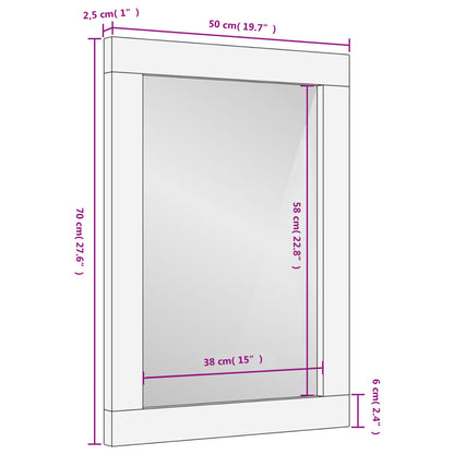 Badkamerspiegel 50x70x2,5 cm massief mangohout en glas zwart - AllerleiShop