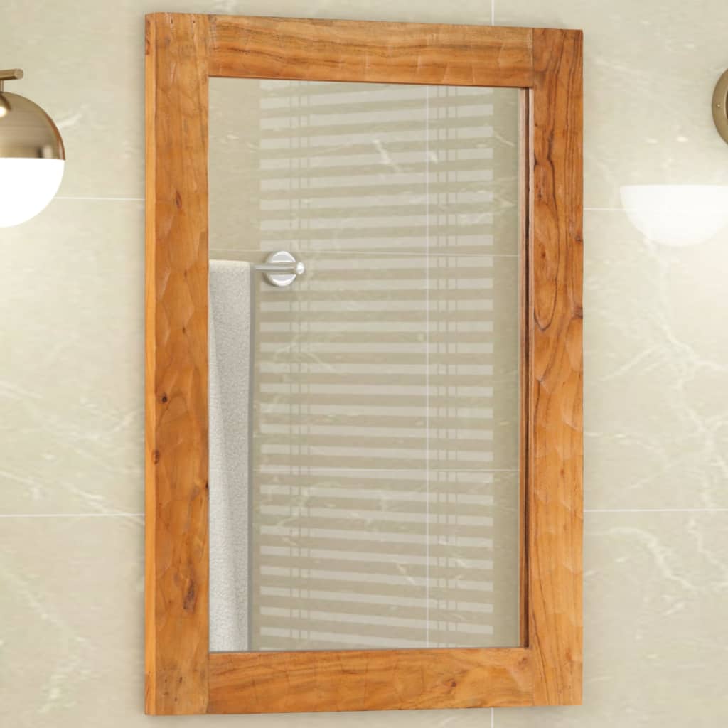 Badkamerspiegel 50x70x2,5 cm massief acaciahout en glas - AllerleiShop