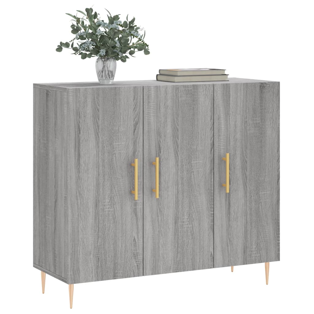 Dressoir 90x34x80 cm bewerkt hout grijs sonoma eikenkleurig