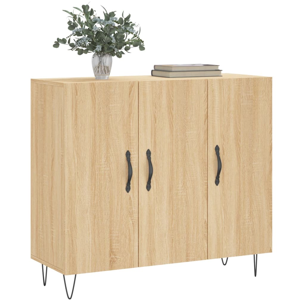 Dressoir 90x34x80 cm bewerkt hout sonoma eikenkleurig - AllerleiShop