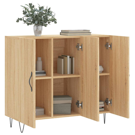 Dressoir 90x34x80 cm bewerkt hout sonoma eikenkleurig - AllerleiShop