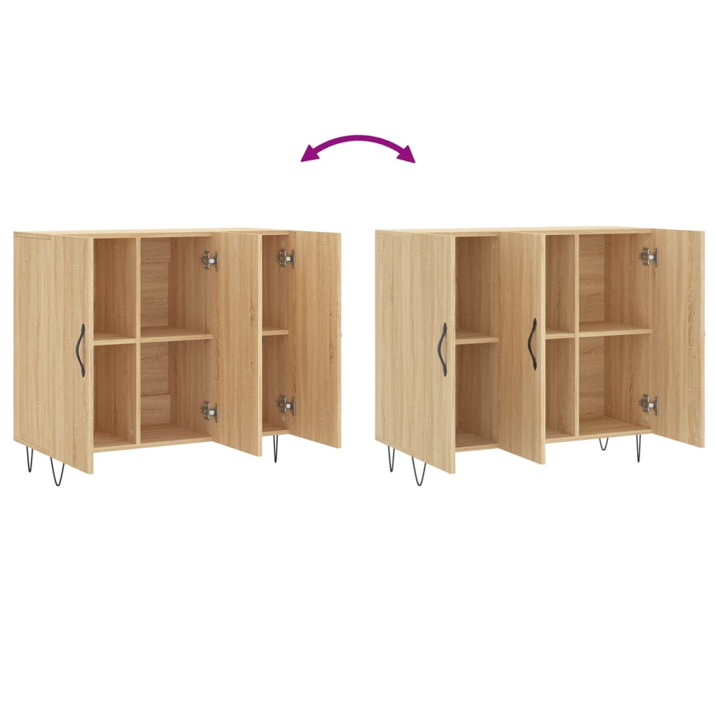 Dressoir 90x34x80 cm bewerkt hout sonoma eikenkleurig - AllerleiShop