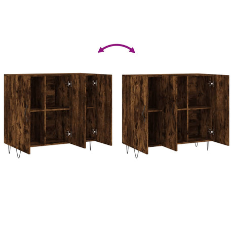 Dressoir 90x34x80 cm bewerkt hout gerookt eikenkleurig - AllerleiShop