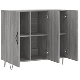 Dressoir 90x34x80 cm bewerkt hout grijs sonoma eikenkleurig