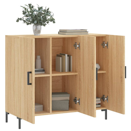 Dressoir 90x34x80 cm bewerkt hout sonoma eikenkleurig - AllerleiShop