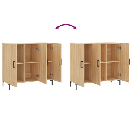 Dressoir 90x34x80 cm bewerkt hout sonoma eikenkleurig - AllerleiShop