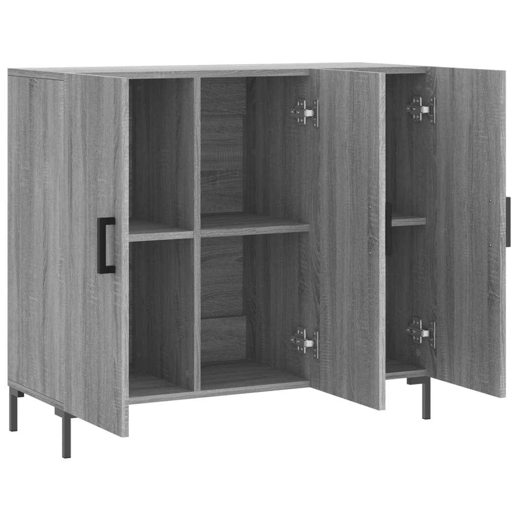 Dressoir 90x34x80 cm bewerkt hout grijs sonoma eikenkleurig