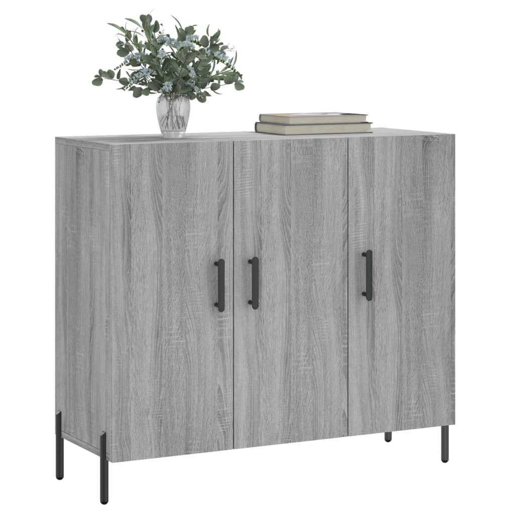 Dressoir 90x34x80 cm bewerkt hout grijs sonoma eikenkleurig