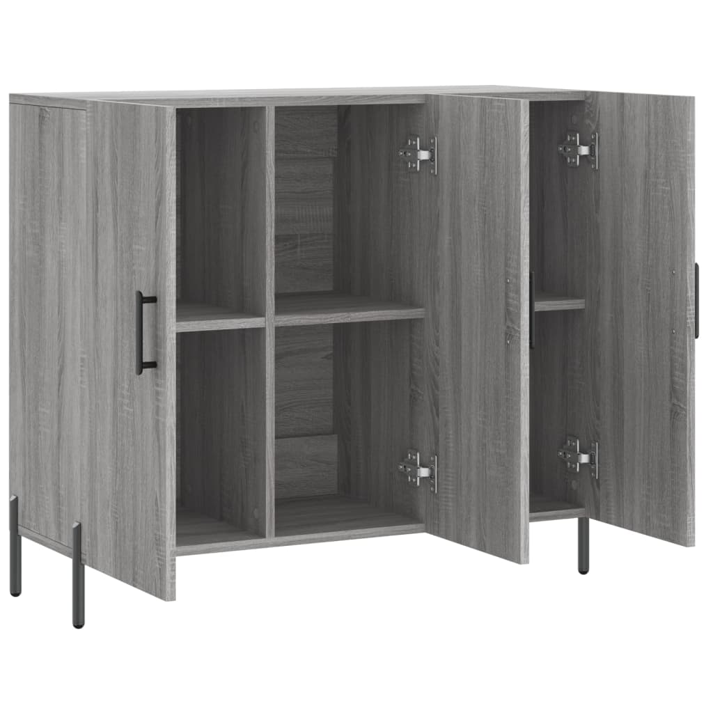 Dressoir 90x34x80 cm bewerkt hout grijs sonoma eikenkleurig