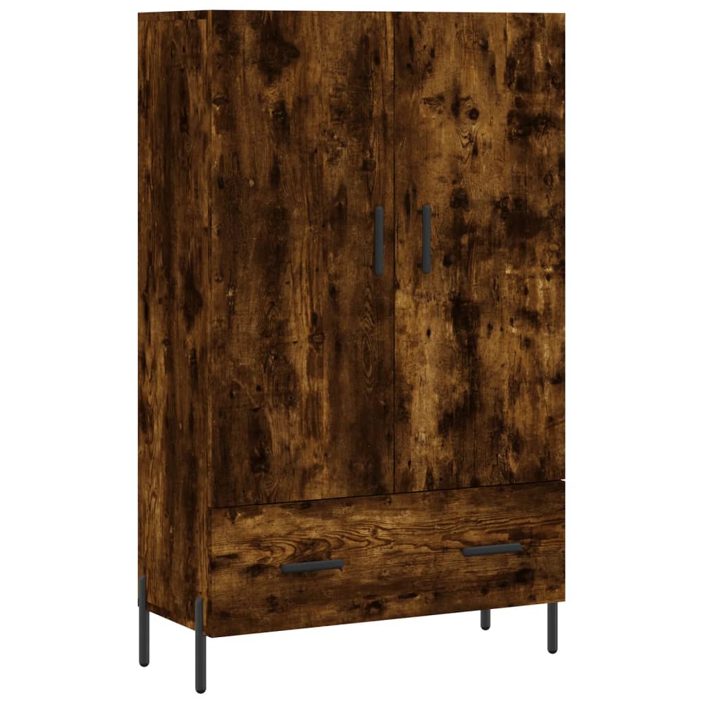 Hoge kast 69,5x31x115 cm bewerkt hout gerookt eikenkleurig