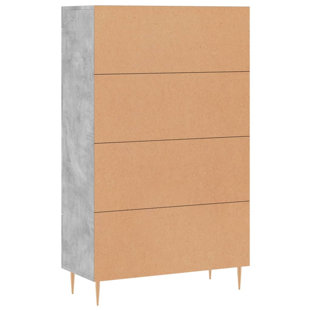 Hoge kast 69,5x31x115 cm bewerkt hout betongrijs