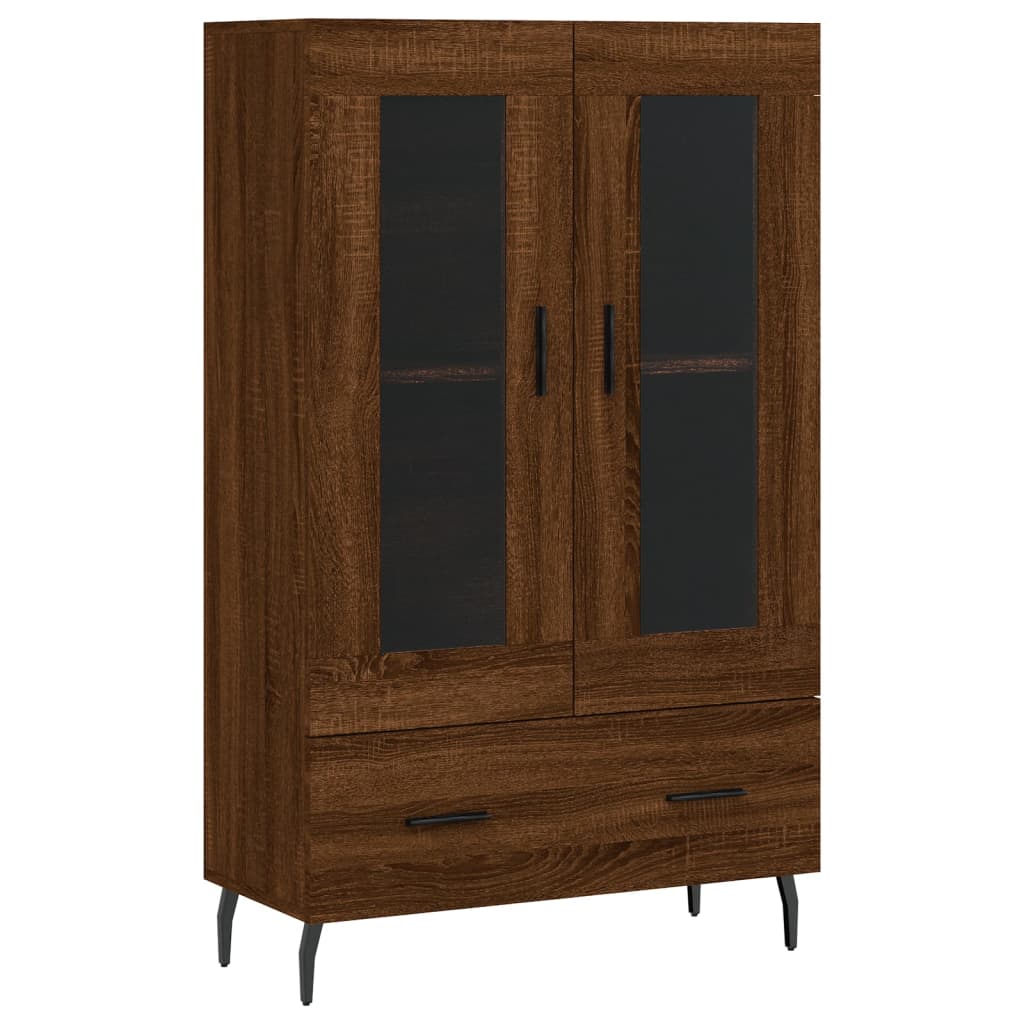 Hoge kast 69,5x31x115 cm bewerkt hout bruin eikenkleur