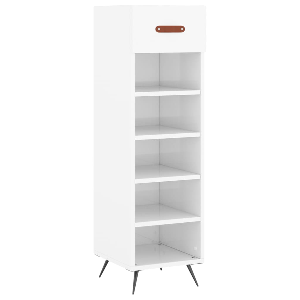 Schoenenkast 30x35x105 cm bewerkt hout hoogglans wit