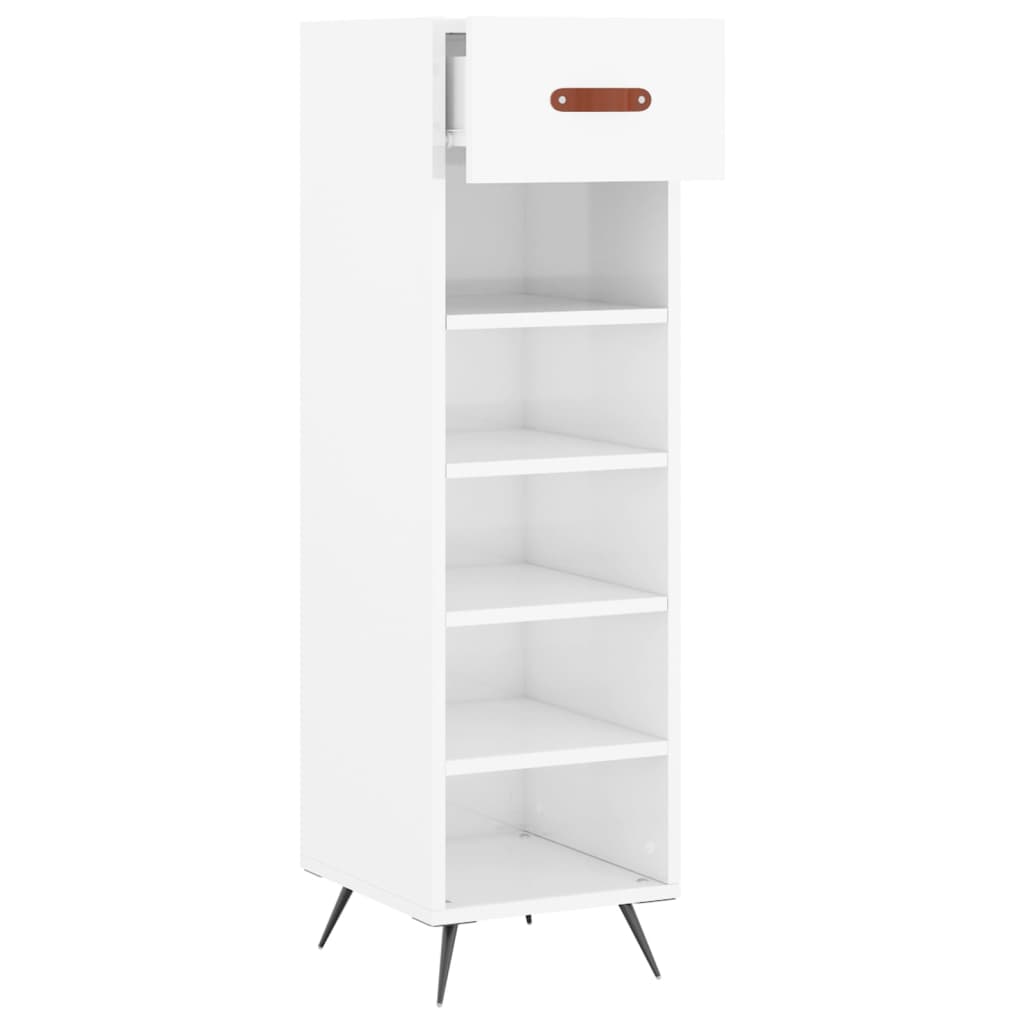 Schoenenkast 30x35x105 cm bewerkt hout hoogglans wit