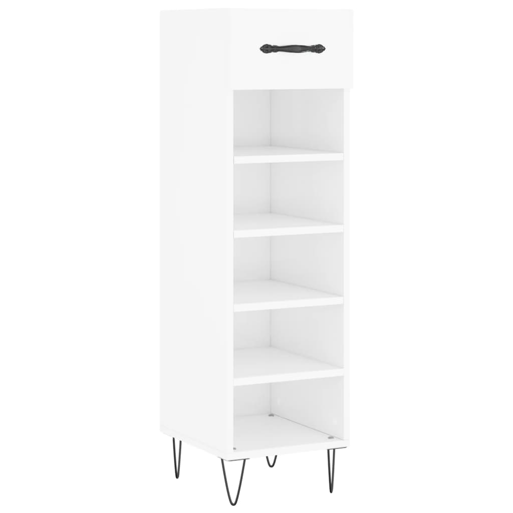 Schoenenkast 30x35x105 cm bewerkt hout hoogglans wit