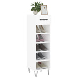 Schoenenkast 30x35x105 cm bewerkt hout hoogglans wit