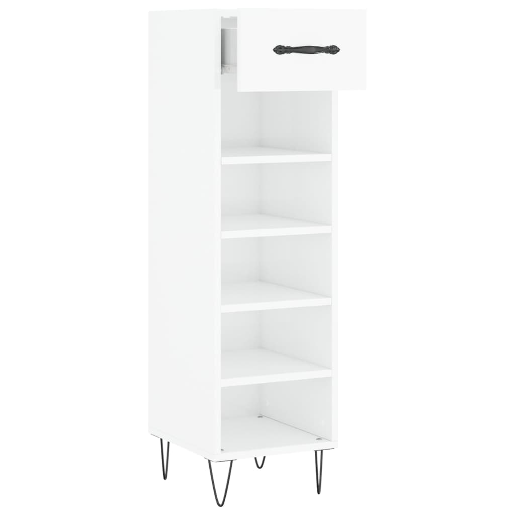 Schoenenkast 30x35x105 cm bewerkt hout hoogglans wit