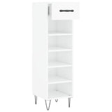 Schoenenkast 30x35x105 cm bewerkt hout hoogglans wit