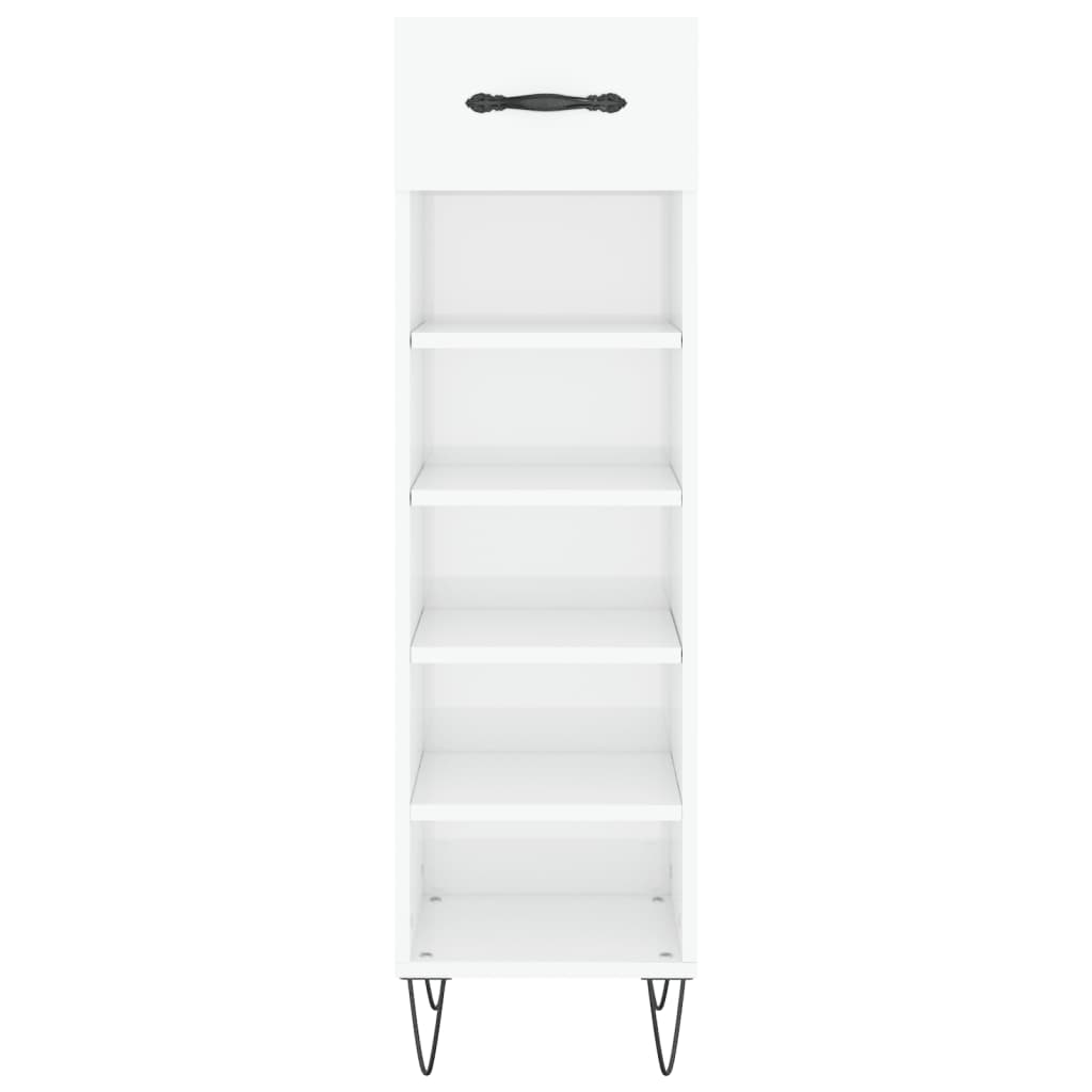 Schoenenkast 30x35x105 cm bewerkt hout hoogglans wit