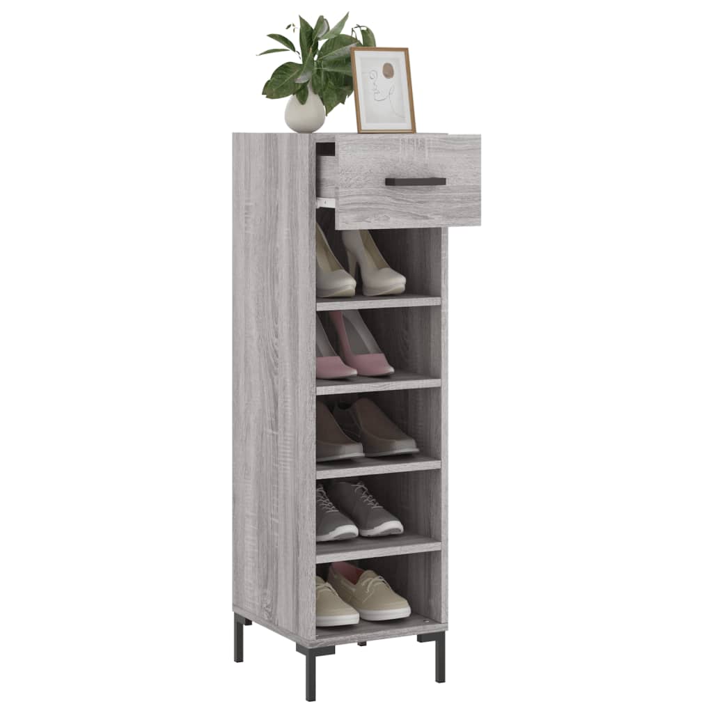 Schoenenkast 30x35x105 cm bewerkt hout grijs sonoma eikenkleur