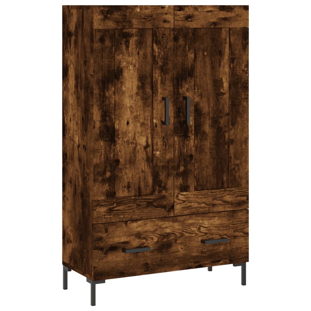 Hoge kast 69,5x31x115 cm bewerkt hout gerookt eikenkleurig