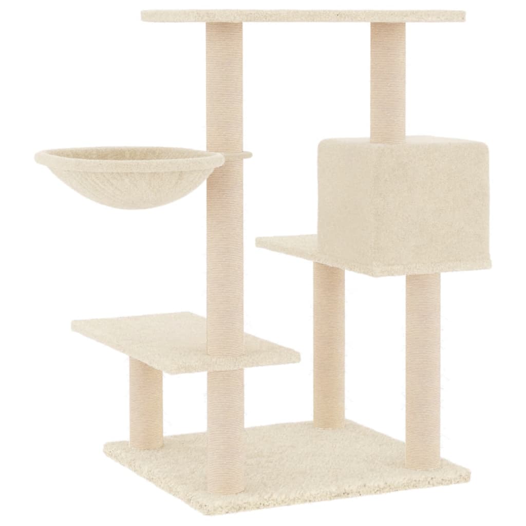 Kattenmeubel met sisal krabpalen 82,5 cm crèmekleurig