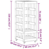 Houtblokhouder met wielen 40x49x110 cm massief grenenhout