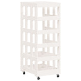 Houtblokhouder met wielen 40x49x110 cm massief grenenhout wit