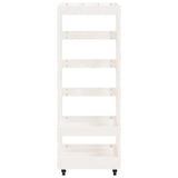 Houtblokhouder met wielen 40x49x110 cm massief grenenhout wit