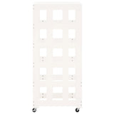 Houtblokhouder met wielen 40x49x110 cm massief grenenhout wit