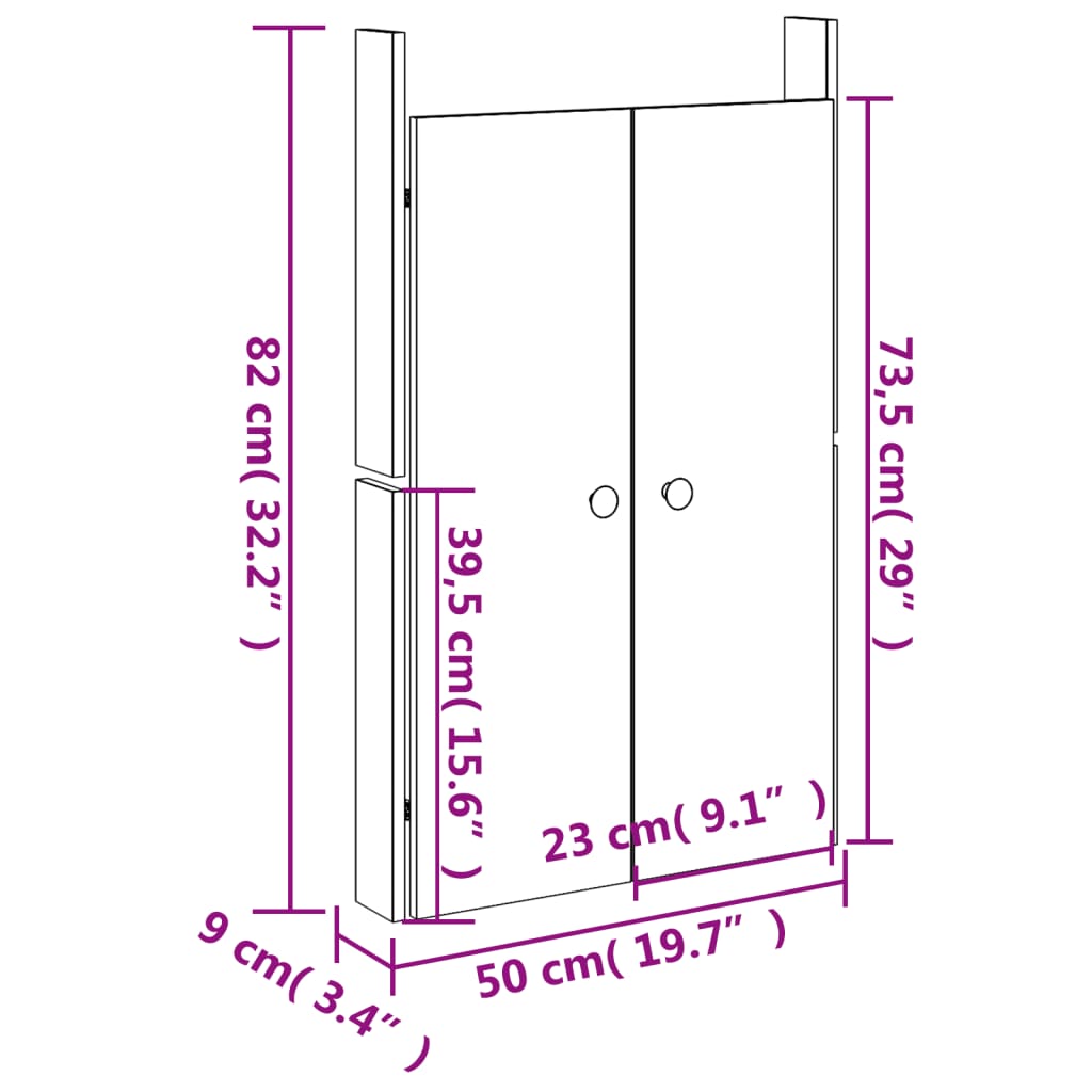 Kastdeurtjes voor buitenkeuken 2 st 50x9x82 cm grenenhout wit