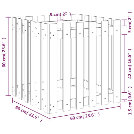 Plantenbak met hekontwerp 60x60x60 cm geïmpregneerd grenenhout