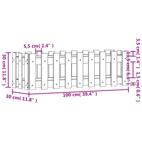 Plantenbak verhoogd hekontwerp 100x30x30 cm geïmpregneerd hout