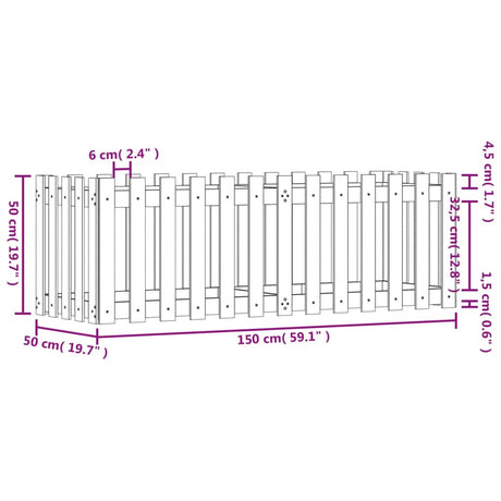 Plantenbak verhoogd met hekontwerp 150x50x50 cm grenenhout