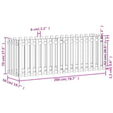 Plantenbak verhoogd hekontwerp 200x50x70 cm grenenhout wit