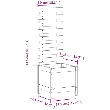 Plantenbak met rek 39x39,5x114 cm massief grenenhout zwart