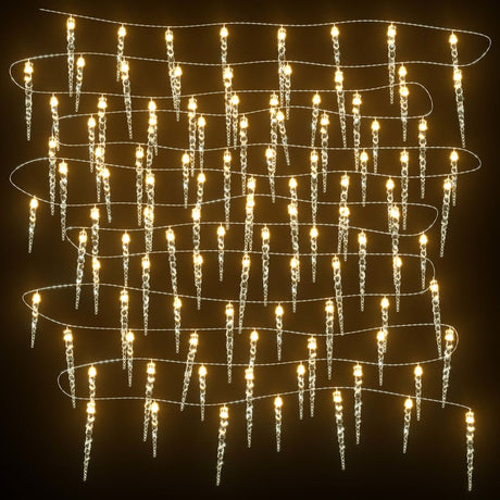 Kerstverlichting ijspegel met 100 LED's 10 m acryl PVC warmwit - AllerleiShop