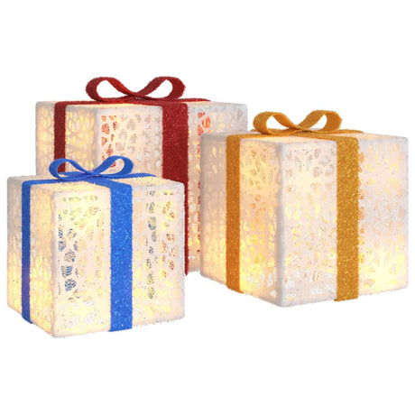 Kerstfiguur cadeaudoos 3 st verlicht 64 warmwitte LED's - AllerleiShop