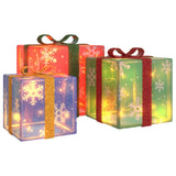 Kerstfiguur cadeaudoos 3 st verlicht 64 warmwitte LED's - AllerleiShop