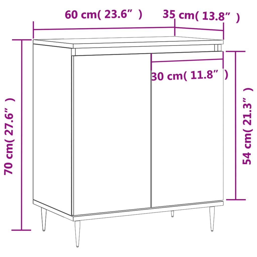 Dressoir 60x35x70 cm bewerkt hout betongrijs - AllerleiShop