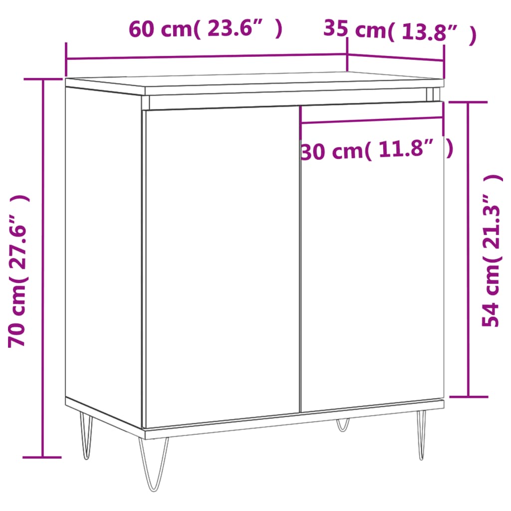 Dressoir 60x35x70 cm bewerkt hout betongrijs - AllerleiShop