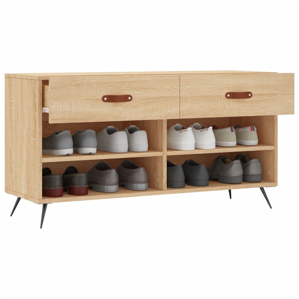 Schoenenbank 102x35x55 cm bewerkt hout sonoma eikenkleurig