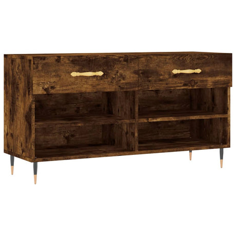 Schoenenbank 102x35x55 cm bewerkt hout gerookt eikenkleurig